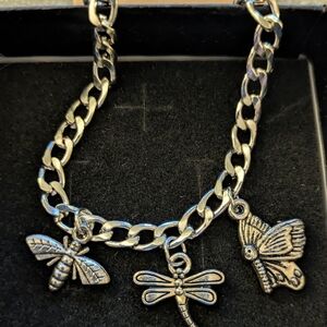 Charm Bracelet with dragonfly, butterfly and moth